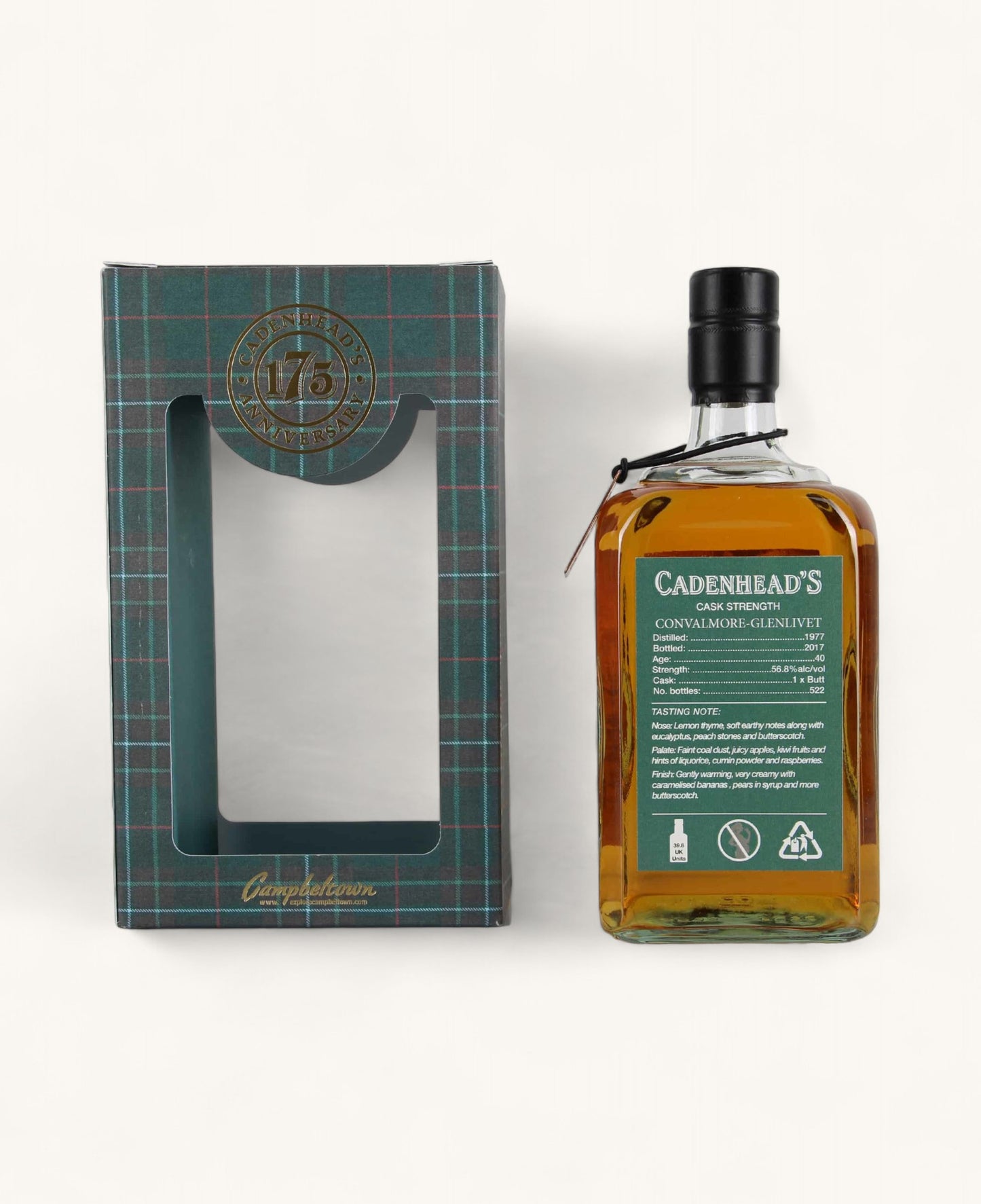 Convalmore 1977 40 Year Old Single Butt for Cadenhead's 175th Anniversary