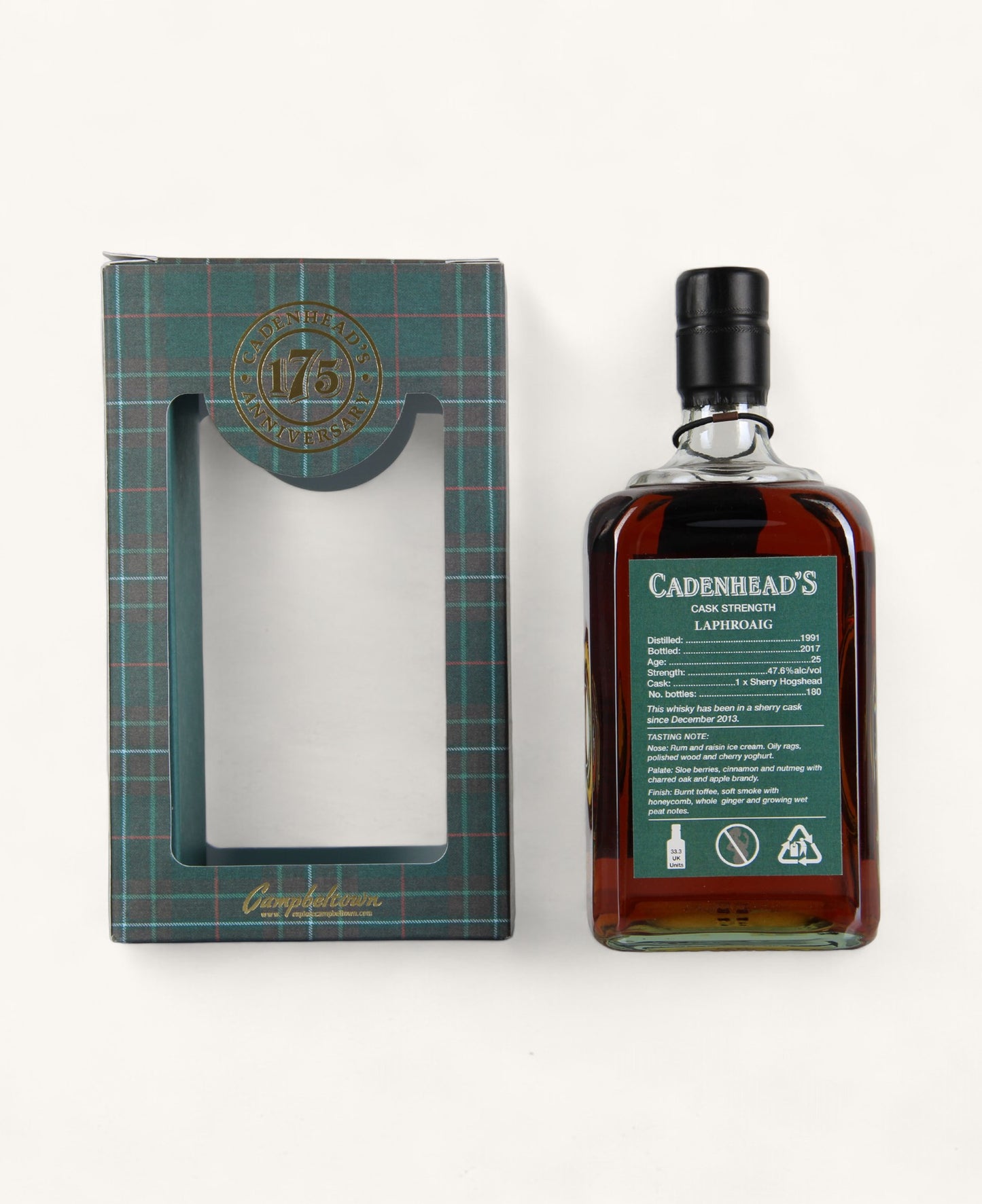 Laphroaig 1991 25 Year Old Single Sherry Hogshead for Cadenhead's 175th Anniversary